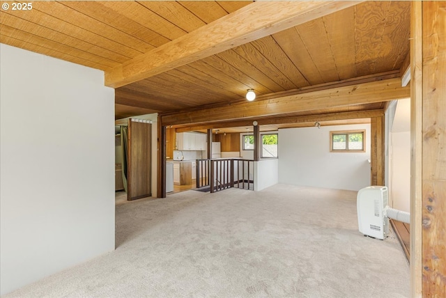 1824 NE 52nd Ave, Portland, OR 97213 - spare room with a wood ceiling with exposed beams and carpet flooring