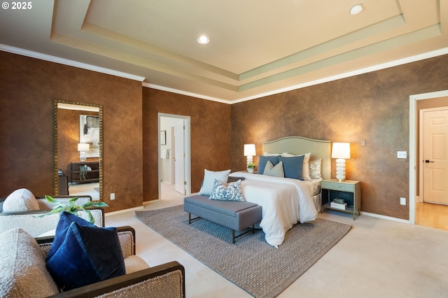 13581 SW Essex Dr, Portland, OR 97223 - carpeted bedroom with a raised ceiling, baseboards, and crown molding