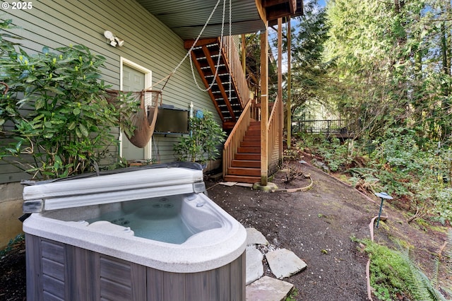 13581 SW Essex Dr, Portland, OR 97223 - view of yard with stairs and a hot tub