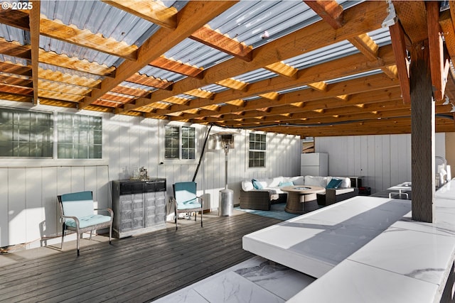 deck featuring an outdoor living space