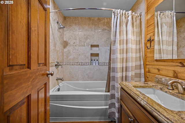 70202 Potato Bottom Rd, Lakeside, OR 97449 - full bathroom featuring shower / bathtub combination with curtain and vanity