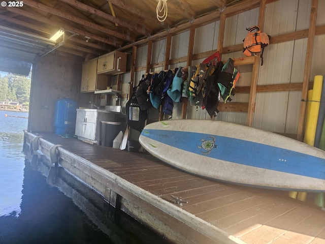 70202 Potato Bottom Rd, Lakeside, OR 97449 - interior space with concrete floors and a water view