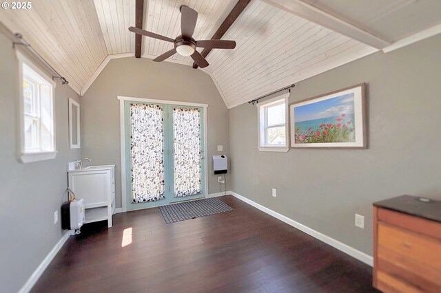 755 NE Ochoco Ave, Prineville, OR 97754 - interior space with baseboards, ceiling fan, wooden ceiling, and wood finished floors