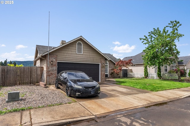 ranch-style home featuring brick siding, an attached garage, and driveway