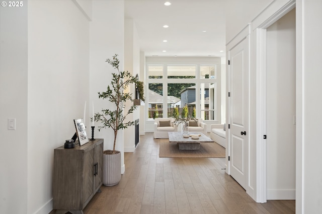 hallway featuring wood-type flooring