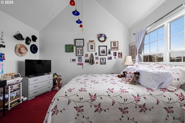 925 S Irvine Pl, Seaside, OR 97138 - bedroom with high vaulted ceiling and dark carpet