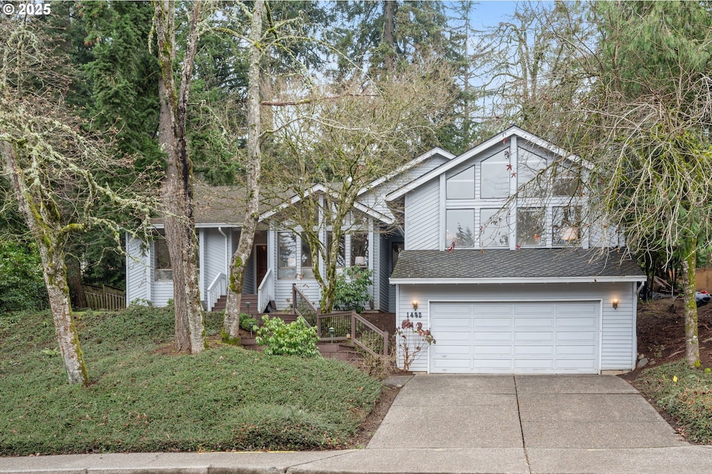 tri-level home with a garage