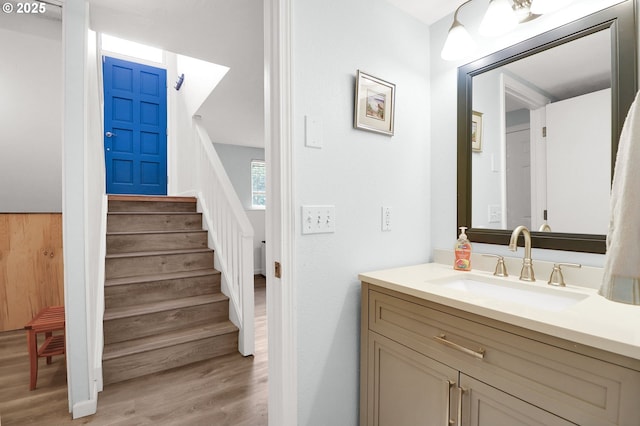3580 Wilshire Ln, Eugene, OR 97405 - bathroom with wood finished floors and vanity