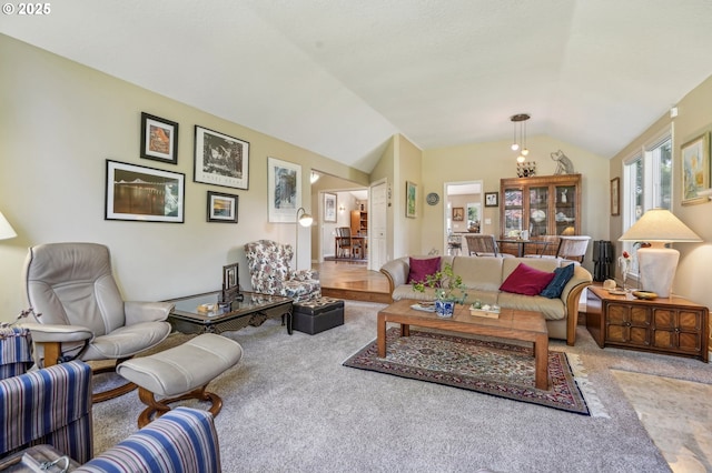 515 SW Colony Dr, Portland, OR 97219 - living room with carpet and lofted ceiling