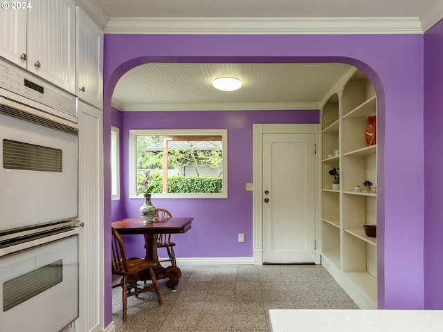 interior space with ornamental molding