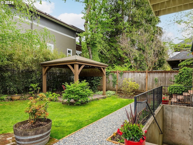 view of yard with a gazebo