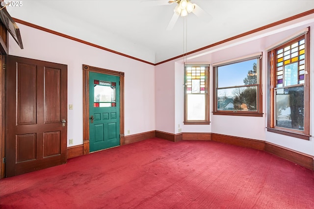 155 N 6th Ave, Elgin, OR 97827 - entryway with carpet flooring, ceiling fan, and baseboards