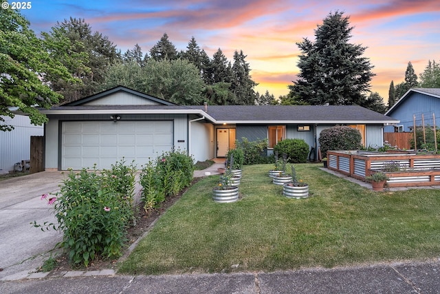 17616 SW Ivy Glenn Dr, Beaverton, OR 97007 - ranch-style home featuring concrete driveway, a garage, and a garden