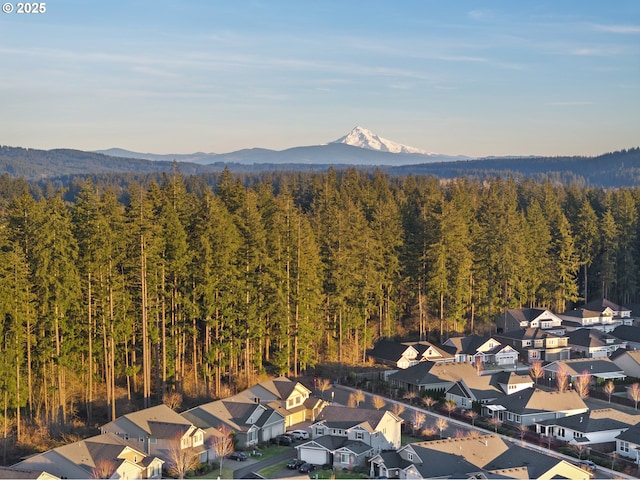 drone / aerial view with a mountain view