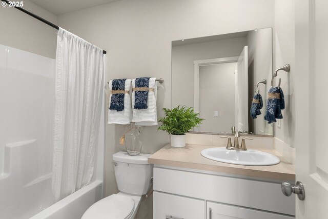 11331 NW Main St, North Plains, OR 97133 - bathroom with vanity, toilet, and shower / tub combo with curtain