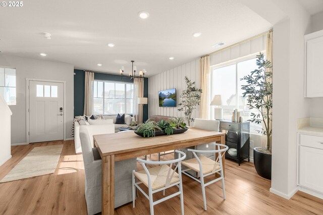 11331 NW Main St, North Plains, OR 97133 - dining area featuring light wood-style flooring, recessed lighting, and a chandelier