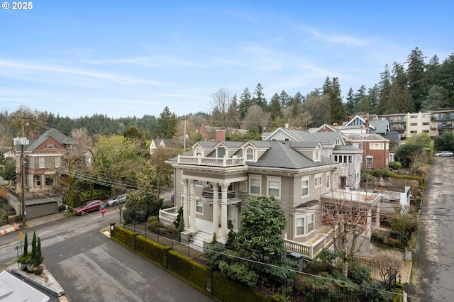 aerial view with a residential view