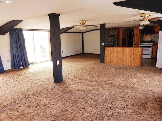 72584 Yarrington Rd, Elgin, OR 97827 - unfurnished living room with ceiling fan and carpet flooring