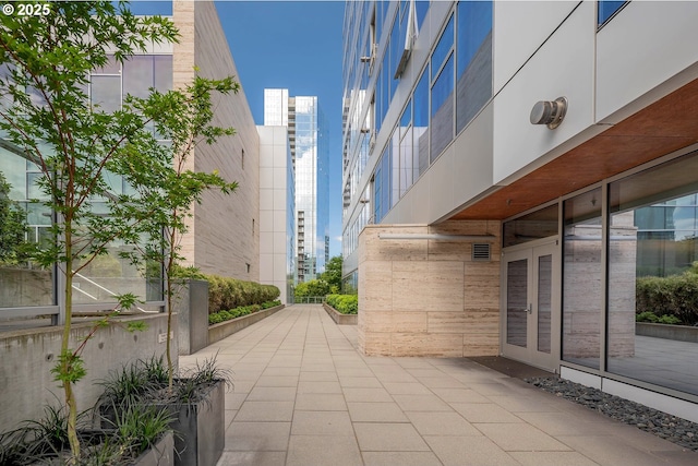 view of patio featuring french doors