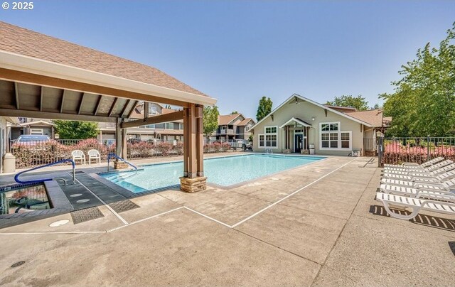 view of pool featuring a gazebo and a patio area