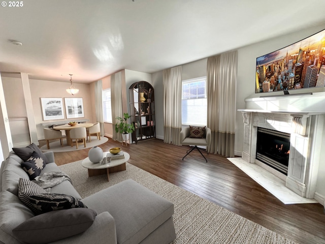 dining space featuring dark hardwood / wood-style floors