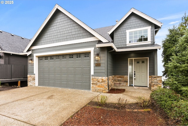 craftsman-style home with a garage