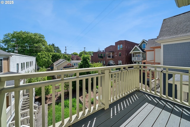deck with a residential view