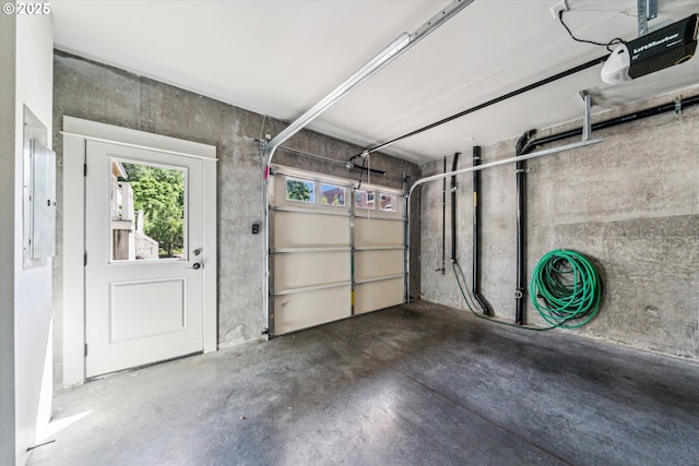 garage with a garage door opener