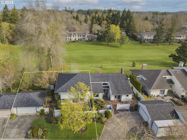 bird's eye view with a residential view