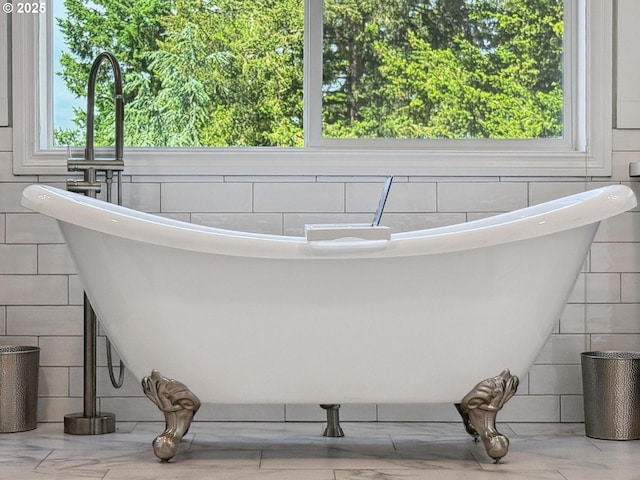 bathroom view of a freestanding bath