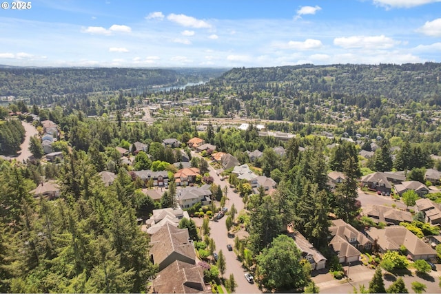 aerial perspective of suburban area featuring a forest
