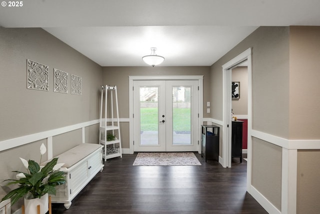 entryway featuring french doors and dark hardwood / wood-style flooring