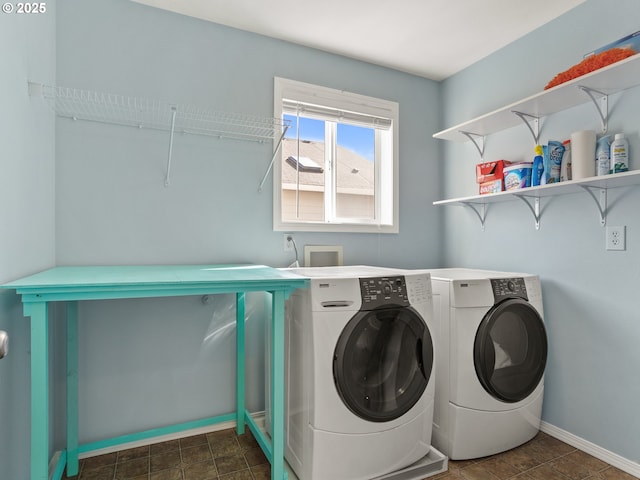 5417 N St, Washougal, WA 98671 - washroom featuring baseboards and washer and clothes dryer
