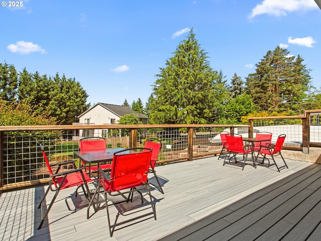 5417 N St, Washougal, WA 98671 - wooden deck with outdoor dining space