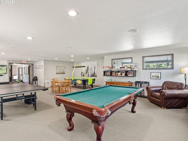 5417 N St, Washougal, WA 98671 - recreation room with carpet flooring, a textured ceiling, recessed lighting, and billiards table