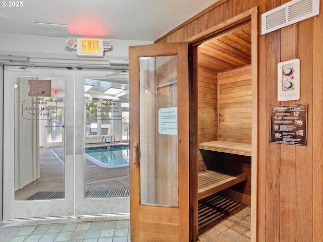 5417 N St, Washougal, WA 98671 - sauna featuring wood walls and tile patterned floors