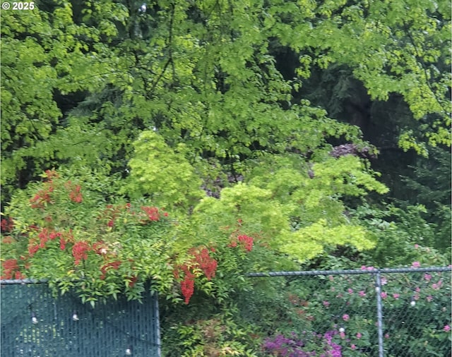 birds eye view of property featuring a view of trees