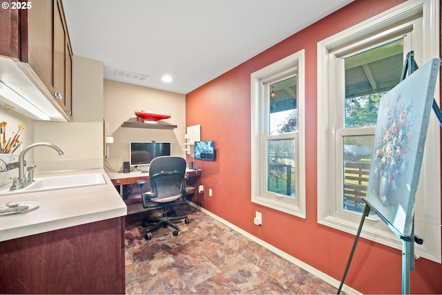 home office with sink