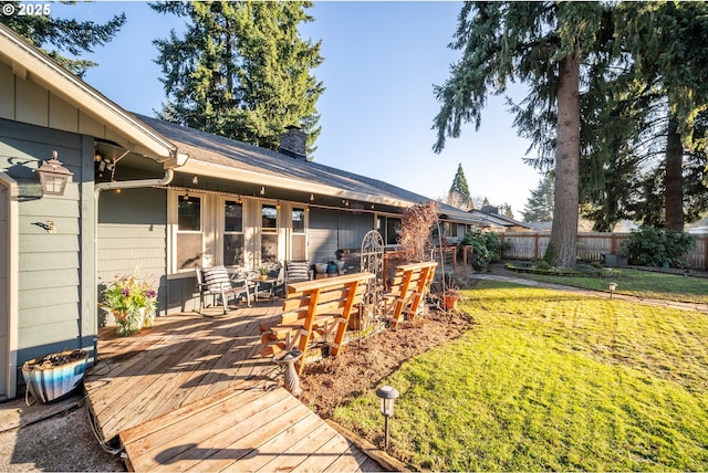 exterior space featuring a wooden deck