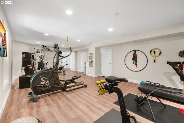 711 NW 94th Ter, Portland, OR 97229 - exercise room with wood finished floors and recessed lighting