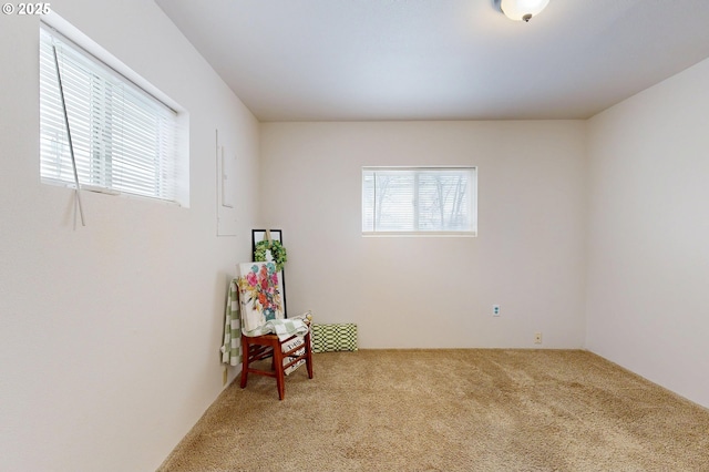 sitting room with a healthy amount of sunlight and light colored carpet