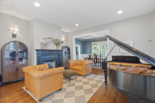 living room with light hardwood / wood-style flooring