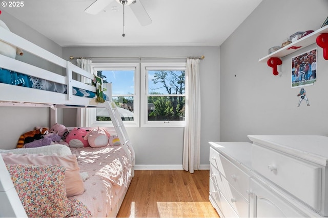 2153 SE 20th Ave, Portland, OR 97214 - bedroom featuring light wood-type flooring, baseboards, and ceiling fan