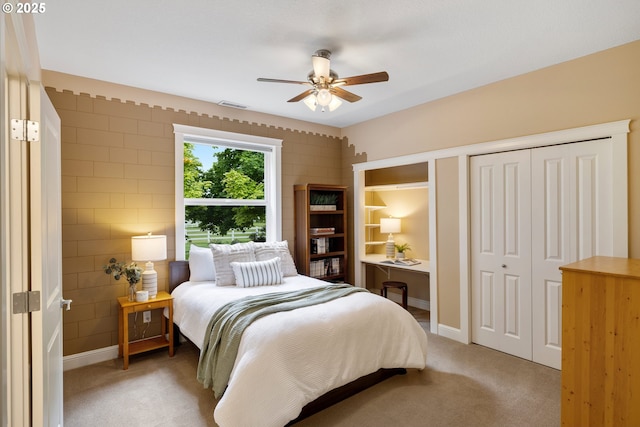 20905 NE 96th Ave, Battle Ground, WA 98604 - bedroom featuring light carpet, baseboards, a desk, and ceiling fan