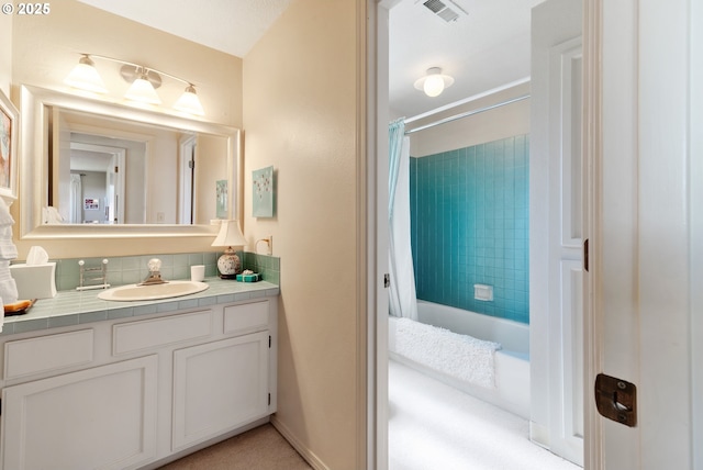 4825 SE 33rd Ave, Portland, OR 97202 - bathroom featuring vanity and shower / tub combo with curtain