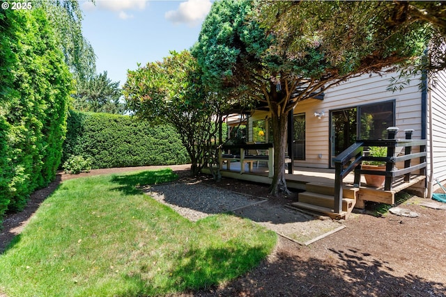 4825 SE 33rd Ave, Portland, OR 97202 - view of green lawn with a wooden deck