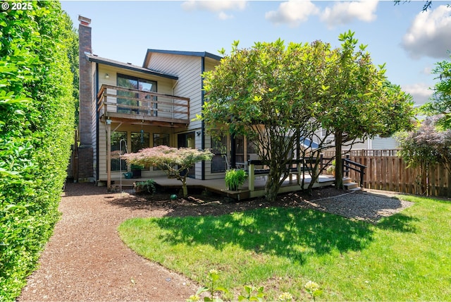4825 SE 33rd Ave, Portland, OR 97202 - back of property with a balcony and a chimney