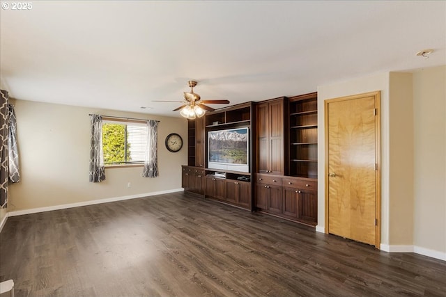 1224 Alyssum Ave, Forest Grove, OR 97116 - unfurnished living room featuring ceiling fan, dark wood-style floors, and baseboards