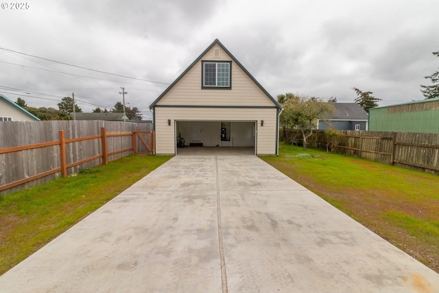 garage with fence
