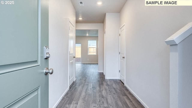 2131 NE 3rd Ave, Battle Ground, WA 98604 - hall with wood finished floors, baseboards, and recessed lighting